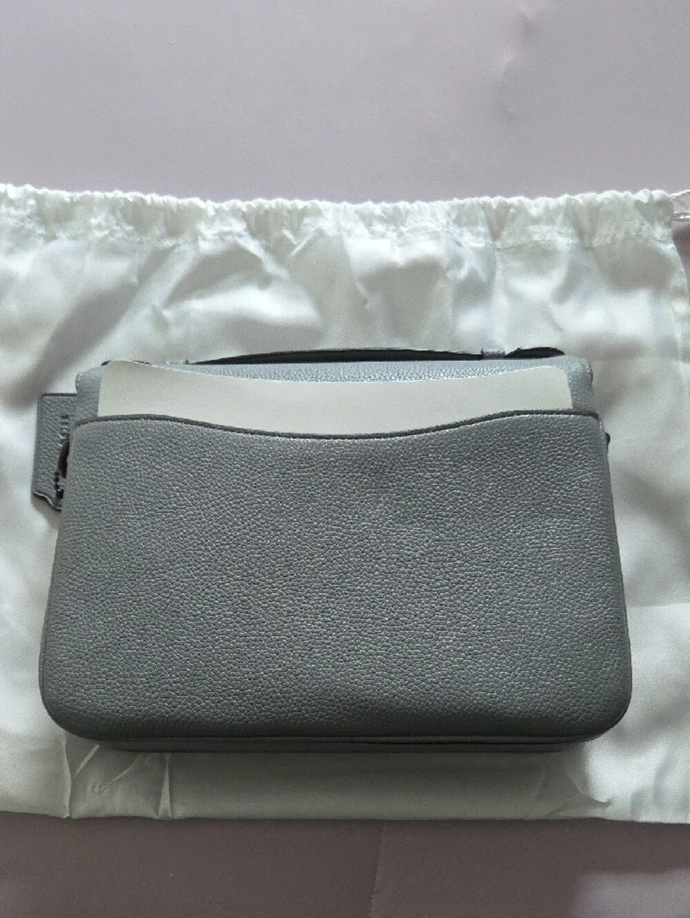Coach Cassie Pebbled Leather Turnlock Crossbody in Light Gray